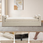 Chifee & Vingol 88.6" W Oversized Chaise Lounge Upholstered Bedroom Benches Extra-Long Indoor Bench Entryway Bench with Removable Pillows for Living Room Hallway,Beige