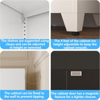 Metal Storage Cabinet with Doors and Shelves, 61.02" Tall Kitchen Pantry Storage Cabinet for Food, Large Freestanding Pantry Closet for Kitchen, Dining Room, Living Room (Black)