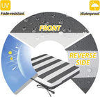 AAAAAcessories Outdoor Seat Cushions for Chairs, Waterproof, Fade-Resistant, 17" x 16" x 2", Patio Furniture Replacement Cushions, Set of 2, Gray Cabana Stripe