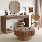 Round Coffee Table with Storage, Modern Wooden Coffee Table