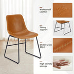 Soohow Mid-Century Modern Dining Chairs Set of 4, Faux Leather Upholstered Kitchen Chairs with Metal Legs, Comfortable Dining Room Chairs for Home