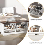 Shoe Storage Bench with Seat, Entryway Shoe Cabinet with Drawers | Flip Drawers and Hidden Storage, Comfortable Seating for Entryway, Hallway, Foyer and Small Spaces