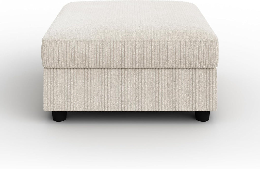HONBAY Modern Corduroy Ottoman Module Sofa, Ottoman Bench with Storage, Beige