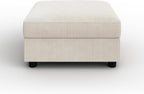 HONBAY Modern Corduroy Ottoman Module Sofa, Ottoman Bench with Storage, Beige
