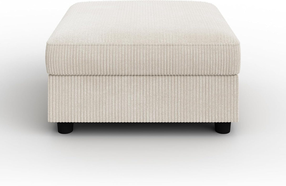 HONBAY Modern Corduroy Ottoman Module Sofa, Ottoman Bench with Storage, Beige