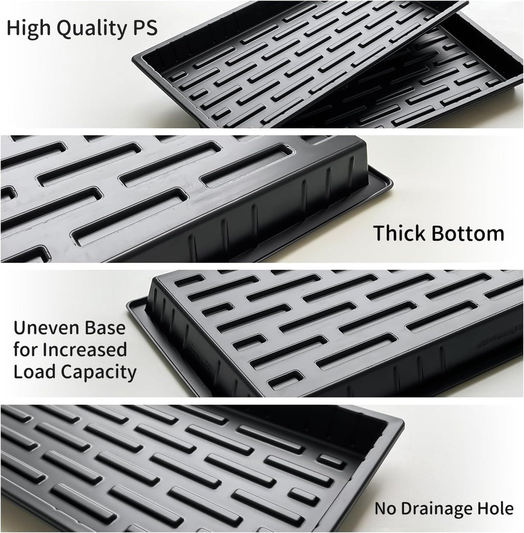 20 Pack Shallow 1020 Trays No Holes, Heavy Duty Reusable Seed Starter Flat Seedling Tray for 72/128 Cell Plug Tray, Transplant, Microgreen & Seed Germination (21"×11", 1.6" Deep, TD538)