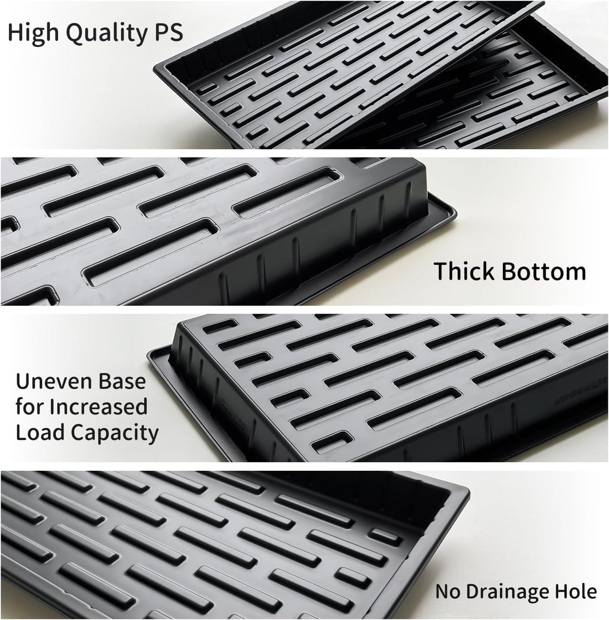20 Pack Shallow 1020 Trays No Holes, Heavy Duty Reusable Seed Starter Flat Seedling Tray for 72/128 Cell Plug Tray, Transplant, Microgreen & Seed Germination (21"×11", 1.6" Deep, TD538)