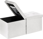 Storage Ottoman Bench, 34" Teddy Velvet Folding Foot Rest, White | Large Ottoman with Storage, Thicker Foam Padded Seat, 34 x 13 x 13in, Livingroom, Dorm, Bedroom, Easy to install, 86L