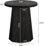 Tribesigns Round Pedestal End Table, Farmhouse Couch Side Table with Octagonal Base, Wooden Drink Stand Accent Nightstand(2, Black)