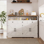 51" Farmhouse Buffet Sideboard Cabinet with Storage, White Kitchen Storage Pantry Cabinet with Drawers, Wood Cupboard Hutch, Coffee Bar Station Table for Kitchen, Living Room, Dining Room