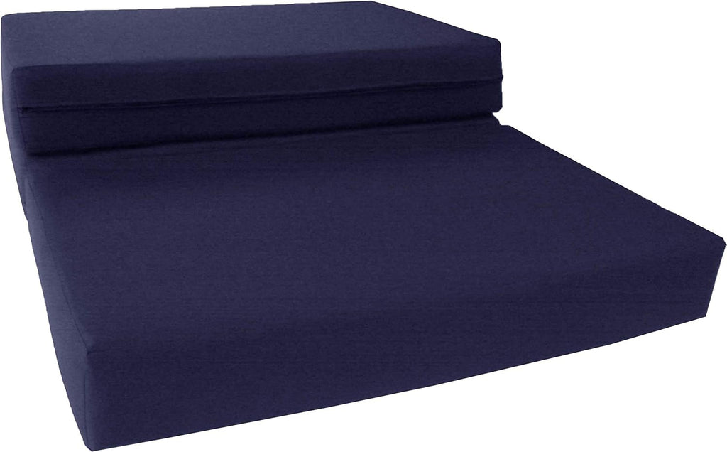 D&D Futon Furniture Navy Trifold Foam Beds, Shikibuton, Tatami Cushion Topper, Foldable Futon Pad, Twin 6x39x75