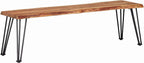 Coaster Home Furnishings - Sherman - 60-Inch Live Edge Acacia Wood Dining Bench - Industrial Modern Design with Hairpin Metal Legs - Dining Room, Kitchen, Entryway - Natural Acacia & Black - 190913