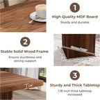 71 inch Rectangular Wood Dining Table for 6-8 People, Modern Fluted Pedestal Kitchen Table, Heavy Duty Waterproof Thickened Tabletop, Farmhouse Long Dinner Table for Home Restaurant, Walnut Brown
