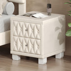 Elegant Velvet Nightstand with 2 Drawers and Crystal Handle, Storage Bedside Table with Button-Tufted,for Small Spaces