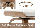 HNY 26" Swivel Bar Stools Set of 4, Backless Counter Height Bar Stools with Removable Linen Cushion, 360° Swivel Wooden Saddle Stools with Footrest for Kitchen Island, Home Bar & Small Spaces