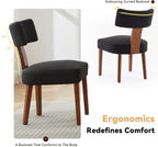 FOXHUNTER Upholstered Dining Chairs Set of 2, Modern Wooden Armless Kitchen Chairs with Curved Backrest, Mid-Century Farmhouse Dining Side Chairs, Linen Black