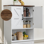 Bigbiglife Farmhouse Kitchen Pantry Cabinet, 67" Tall Kitchen Storage Cabinet, Kitchen Hutch with Microwave Stand & Barn Doors and Drawers for Dining Room, Living Room, Study
