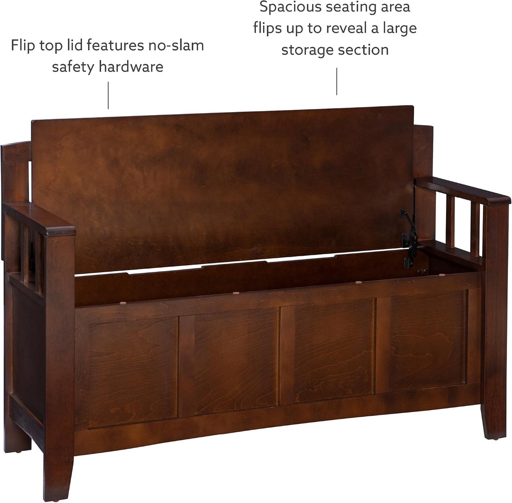 Linon Home Dcor Linon Home Decor Cynthia Storage Bench, 50"w x 17.25"d x 32"h, Walnut