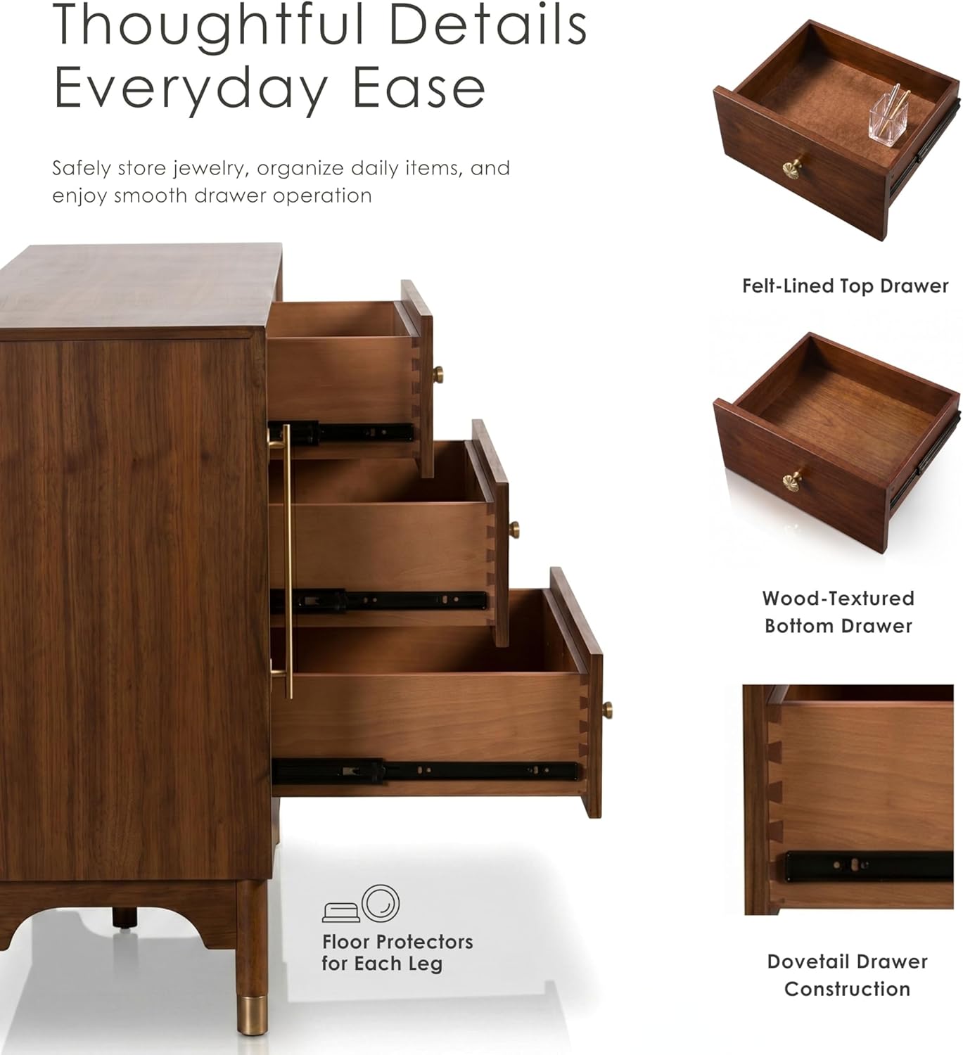 Furniture of America Forma Mid-Century Modern 69-inch Solid Wood Sideboard Buffet Cabinet with 2 Storage Compartments, 6 Shelves and 3 Drawers for Living Room, Dining Room, Office, Walnut
