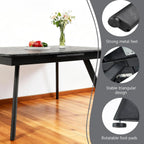 Extendable Dining Table 47-59 Inch - Space-Saving Slide-Out Design, Black Lava MDF Top for 4-8 People, Perfect for Dining Room, Apartment & Home Office