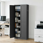 Kitchen Pantry Cabinet, 72" Tall Black Metal Storage Cabinet, Kitchen Storage with 2 Doors and 5 Adjustable Shelves, Freestanding Cupboard for Living, Dining Room and Bathroom,Assemble Required