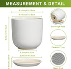 Indoor Plant Pot 5 Inch - Round Ceramic Planter for Succulent Plants with Drainage Hole and Saucer, Modern Home Decor, White