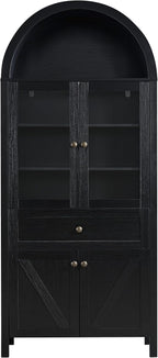 JIJIWANG Dome Kitchen Pantry Storage Cabinet with Doors & Adjustable Shelves,Farmhouse Large Sideboard Buffet with Drawer for Kitchen Living Room,Black