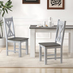 Giantex Retro Wooden Dining Chairs Set of 4, Farmhouse Kitchen Chairs w/Rubber Wood Frame, Elegant Hollowed Backrest, Armless Dining Room Chairs, Rustic Side Chairs for Restaurant, Living Room, Grey
