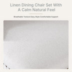 Beige Linen Dining Chairs Set of 4, Fabric Upholstered Kitchen & Dining Room Chair, Tufted Mid Century Modern Dinning Room Chairs, High Back, Wood Legs, Sillas de Comedor