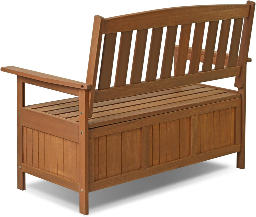 Furinno TIOMAN Outdoor Storage, Kent Storage Bench with Teak Wood, for Patio, Garden, Porch, Natural