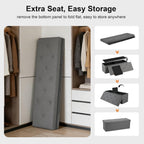 Storage Bench for Bedroom,Storage Ottoman Bench,35 Gallon,Foldable,Gray | Fabric Covered Storage Bench with Seat,Kids Toy Hidden Storage Bench,15x43x15in,Easy Assembly