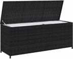 Gecheer Garden Storage Box Resin Wicker 150x50x60 cm for Outdoor Patio PE Rattan Black