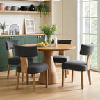 Upholstered Dining Chairs Set of 6, Mid-Century Modern Dining Chairs with Wood Legs, Linen Fabric Farmhouse Kitchen Chairs Armless, Comfy Side Chairs for Living Room/Kitchen, Grey
