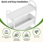 KINGRACK 4 Tier Slim Rolling Cart with Drawer, Metal Utility Storage Cart | 2 Pull-out Baskets, Lockable Wheels, Narrow Space Trolley Organizer for Bathroom, Kitchen, Office, Dorm, Laundry Room, White