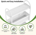 KINGRACK 5-Tier Slim Storage Cart with Pull Out Basket, Rolling Bathroom Organizer Utility, Metal Shelving Unit Slide Out, Lockable Wheels, Easy Assembly for Narrow Place, Kitchen, Laundry Room, White