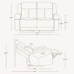 Watson & Whitely Genuine Leather Power Loveseat Recliner Sofa, 2 Seat Wall Hugger Reclining Sofa with Power Headrest & Charging Ports, Dual Recliner Sofas for Living Room, RV, Grey