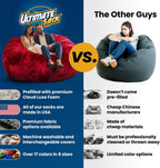 Ultimate Sack 5000 5-Foot Bean Bag Chair, Cloud Fur Cover – Oversized Foam Lounger, Floor Seat, Small Sofa, or Couch Bed for Living Area, Gaming Room, or Reading Lounge