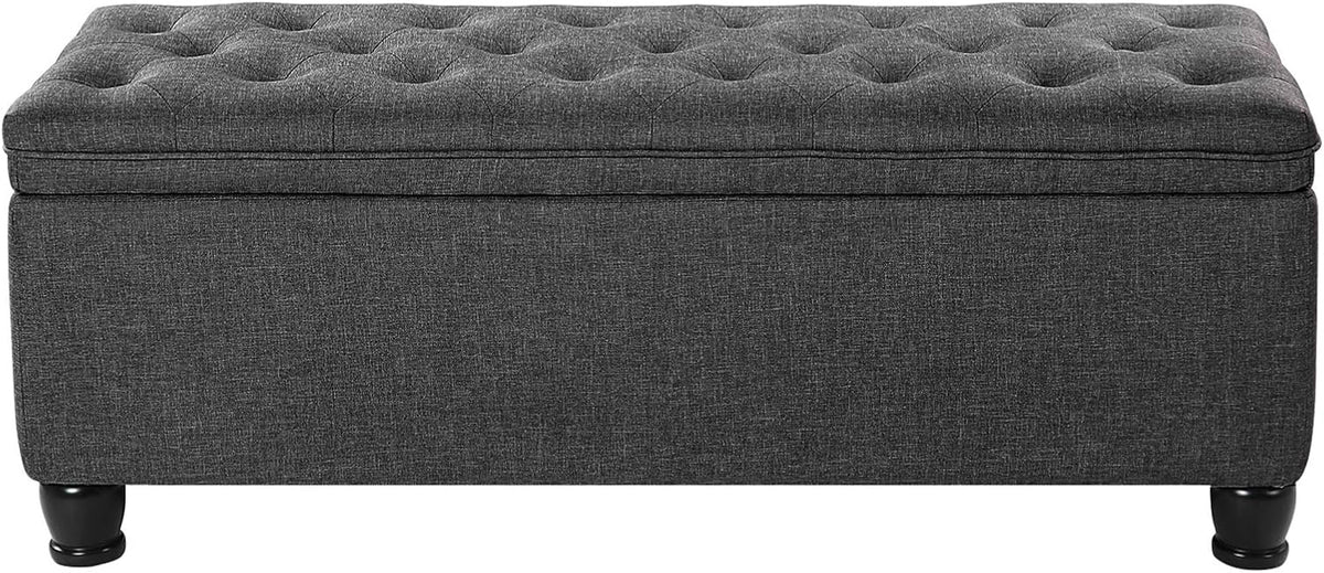 SONGMICS Storage Ottoman, 46.5 Inches Bedroom Bench, Solid Wood Legs
