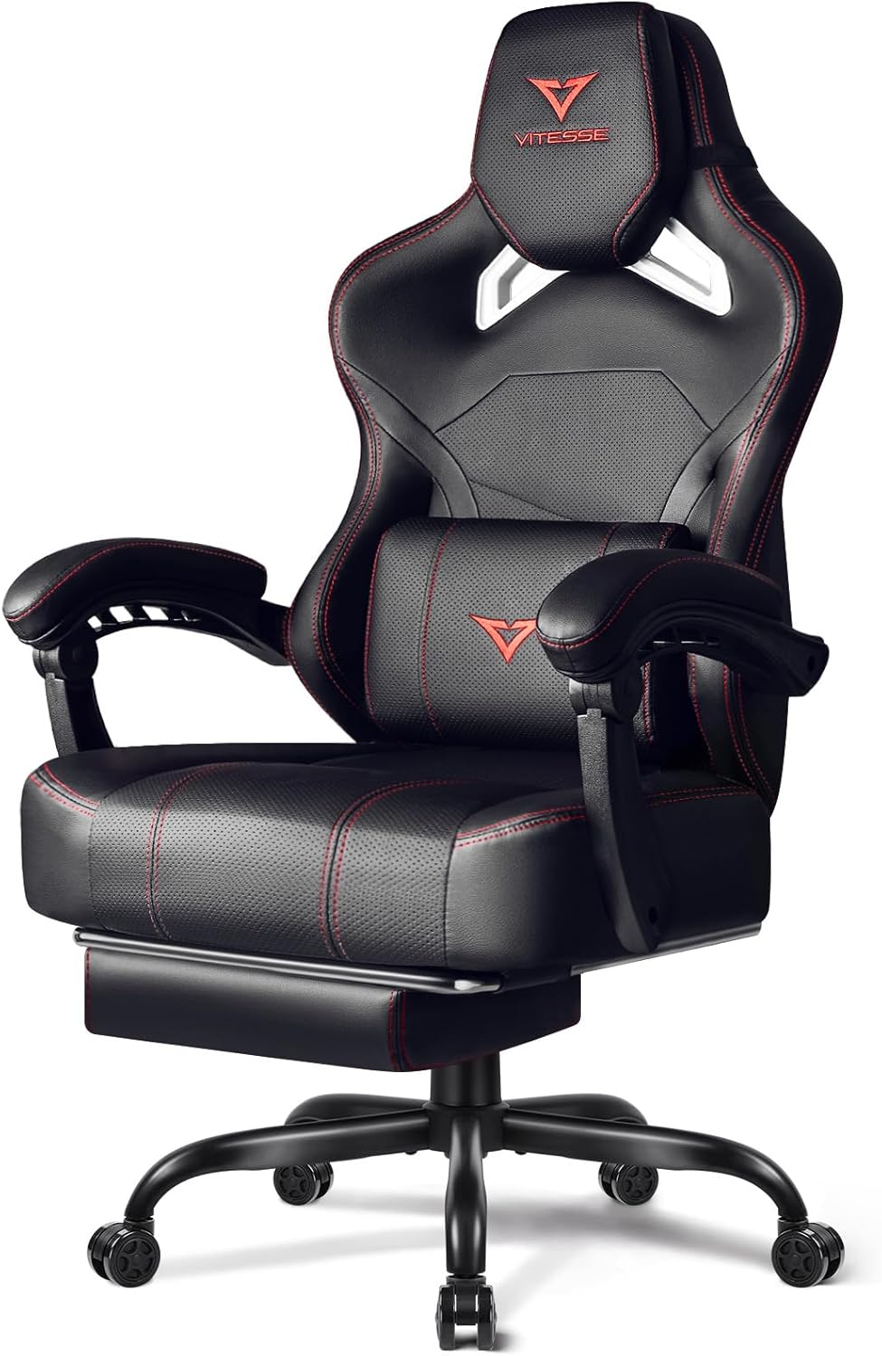 VITESSE Big and Tall Gaming Chair 400lb Capacity with Footrest | Racing-Style High Back Video Game Chair for Adults, PU Leather Computer Chair with Oversized Headrest for Gaming and Work