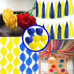 Yellow and Blue Crepe Paper 6 Pcs Streamers for Party Decorations, Birthday Wedding DIY Crafts, Gift Wrapping Supplies