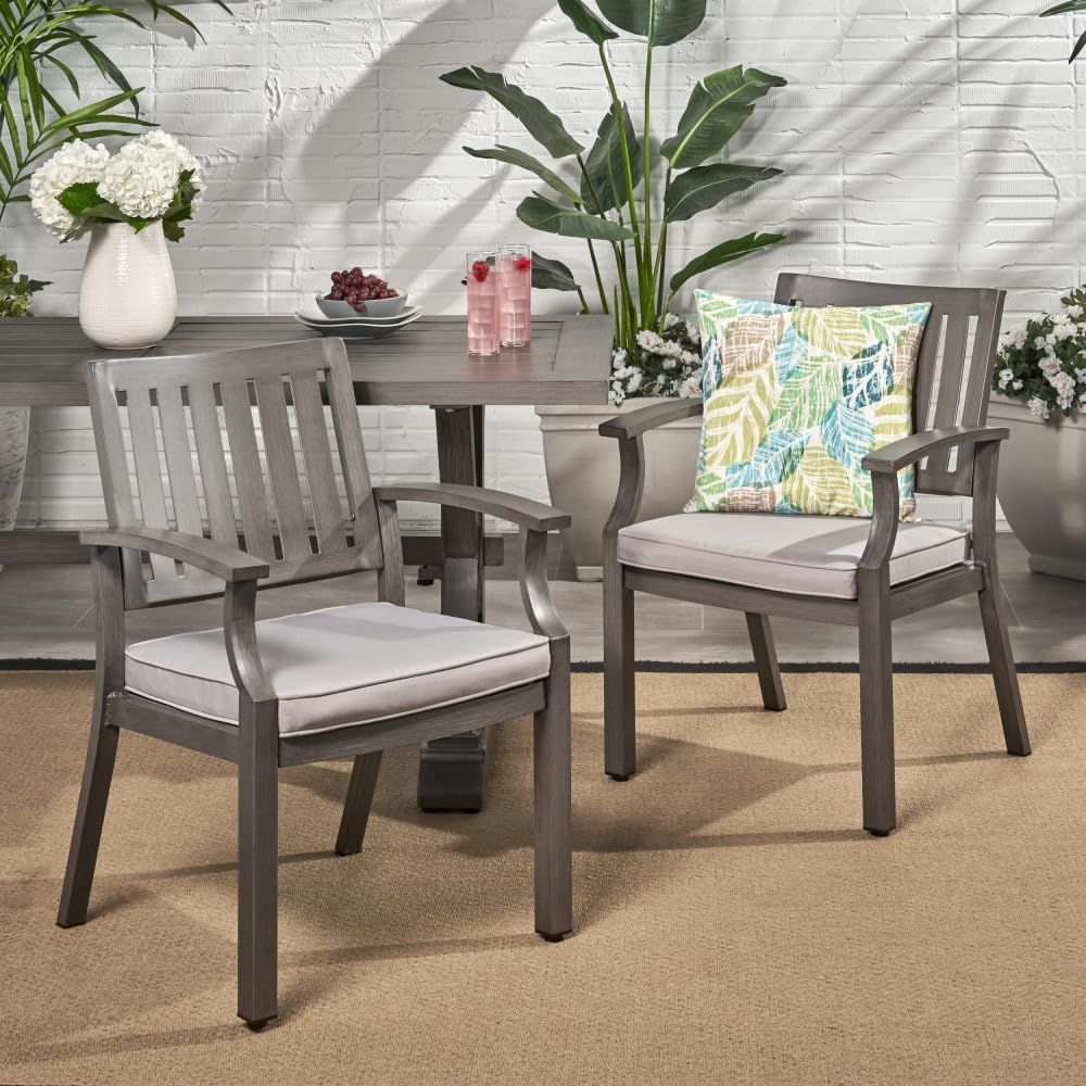 free-space Modern Courtyard Single Chair with seat Cushion, Rust-Proof Aluminum Balcony Casual Dining Chair