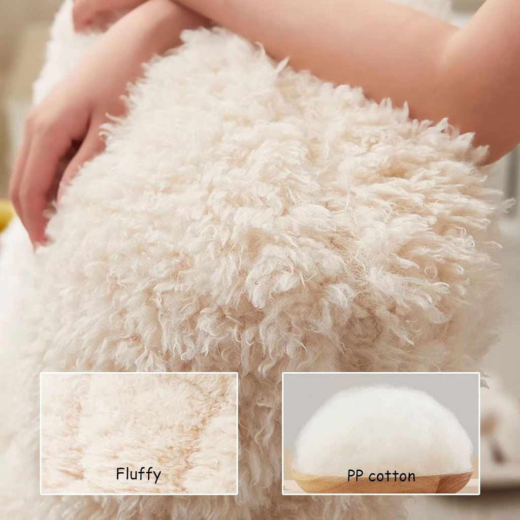 Fluffy Armchairs with Adjustable High Backrest, Rocking Chair with Side Pockets, Upholstered Glider Cozy Accent Chair, Loading Capacity 200kg/440lb