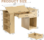 Drafting Table with Storage Cabinet & Drawers, Adjustable Drawing Desk with Open Shelves, Craft Table Painting Desk for Artists, Painters, Drawing, Crafting, Reading, Writing, Working