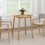 Giantex 27.5-Inches Bamboo Dining Table for 2-4, Round Dinner Tables with Non-Slip Foot Pads, Farmhouse Small Kitchen Table for Dining Room, Living Room, Dinette, Apartment (Round)