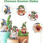 Garden Gnomes Stakes 3 Inch Plant Decorations for Pots Outdoor Statues Indoor 3 Pack Large Garden Gnomes Decorations for Home