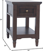 Brentwood Modern Transitional Chairside End Table with Drawer and Storage Shelf,Dark Brown