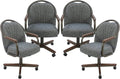 Chromcraft Medina Swivel-Tilt Caster Dining Chair - Walnut - Indigo - 4pc | Ultra‑comfy swivel‑tilt dining chair with soft wheels and sturdy support, perfect for dining rooms and home office use