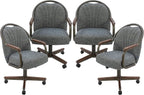 Chromcraft Medina Swivel-Tilt Caster Dining Chair - Walnut - Indigo - 4pc | Ultra‑comfy swivel‑tilt dining chair with soft wheels and sturdy support, perfect for dining rooms and home office use