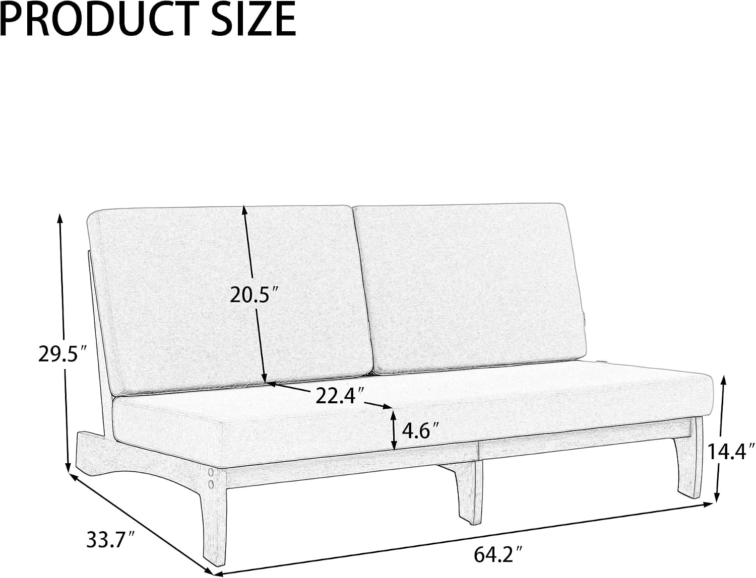 Outdoor Furniture Patio Couch, Weather Resistant 3-Seater Patio Sofa with Removable Cushion, Teak Wood Frame for Porch & Backyard Seating - Beige