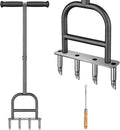 Lawn Coring Aerator Tool, Stainless Steel 4-Core Manual Plug Aerator for Yard & Lawn Aeration, Durable Aeration Tool with Soft Rubber Grip for Compacted Soil & Grass Care